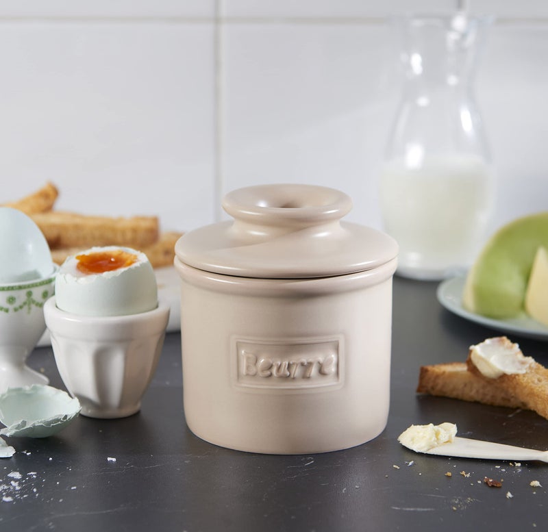 Butter Bell - The Original Butter Bell crock by L Tremain, a Countertop French Ceramic Butter Dish Keeper for Spreadable Butter, CafÃ© Matte Collection, Beige - Image 4